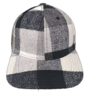 Gray Black Buffalo Plaid Baseball Cap OS Adjustable Slideback Buckle Fuzzy Hat